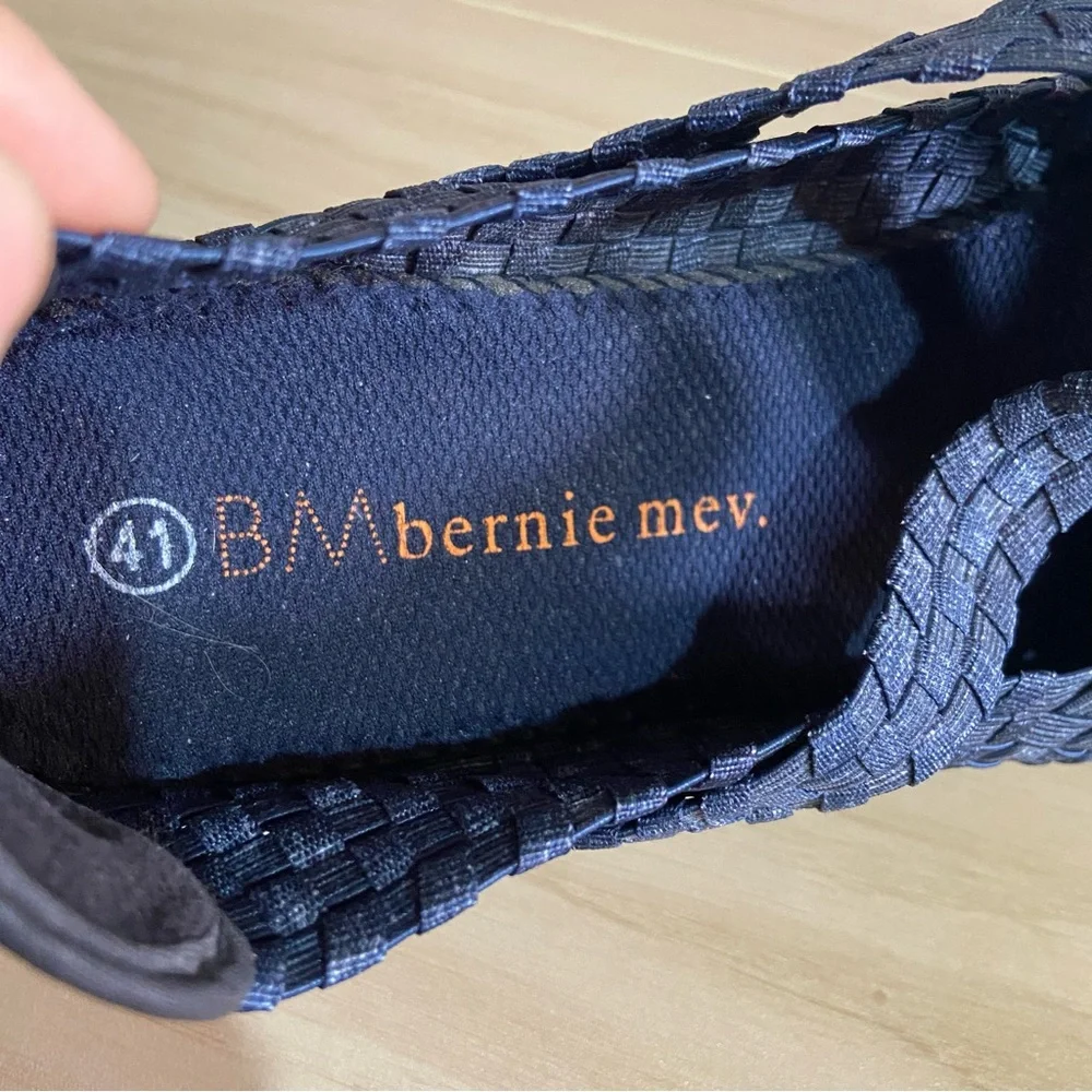 Bernie Mev. Wedge Sandals Sz 41 10 Drake Blue Woven Mary Jane Shoes Boho Comfort
